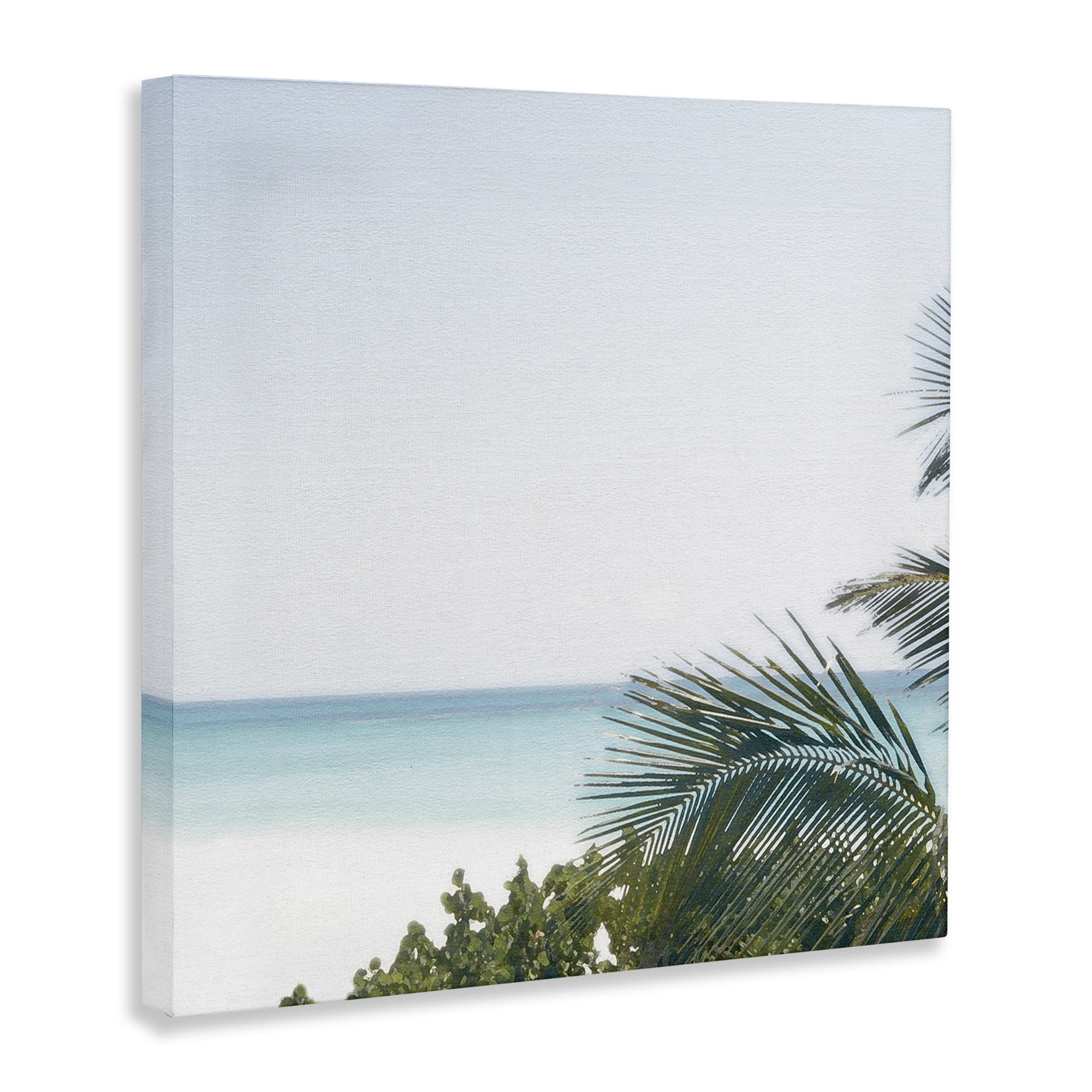 Stupell Industries Calm Beach Palms Coastal Photography Gallery Wrapped Canvas Art Print Wall Art, 24 x 24
