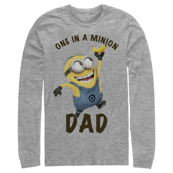 Men's Despicable Me Dave One in a Minion Dad  Long Sleeve Shirt Athletic Heather Small