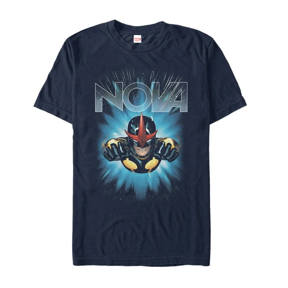 Men's Marvel Nova Hero Graphic Tee Navy Blue Medium