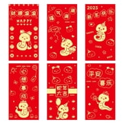 Yihuala 6Pcs 2025 Snake Zodiacs Redness Envelopes Hongbao for Chinese New Year Celebration Spring Festival Money Packets