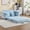 Blue, variant on 53" Foldable Convertible Loveseat Sleeper Sofa Bed, Pull-Out Loveseat Convertible with usb port, Sofa Bed Couch with side pockets for apartment living room use, Cream White
