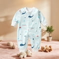 thumbnail image 6 of Bovxnpu Newborn Bodysuits Print Long Sleeve Crewneck Snap Romper Toddler Infant Outfits, 6 of 7