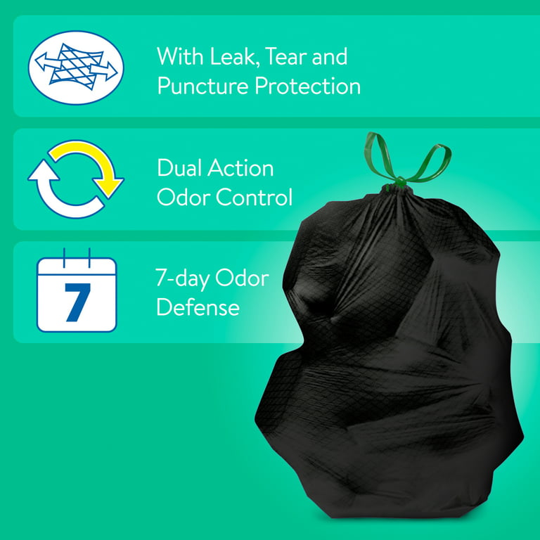 Great Value Multipurpose Trash Bags, Mint Scent, Strong Flex, 33 Gallon, 20 Count
