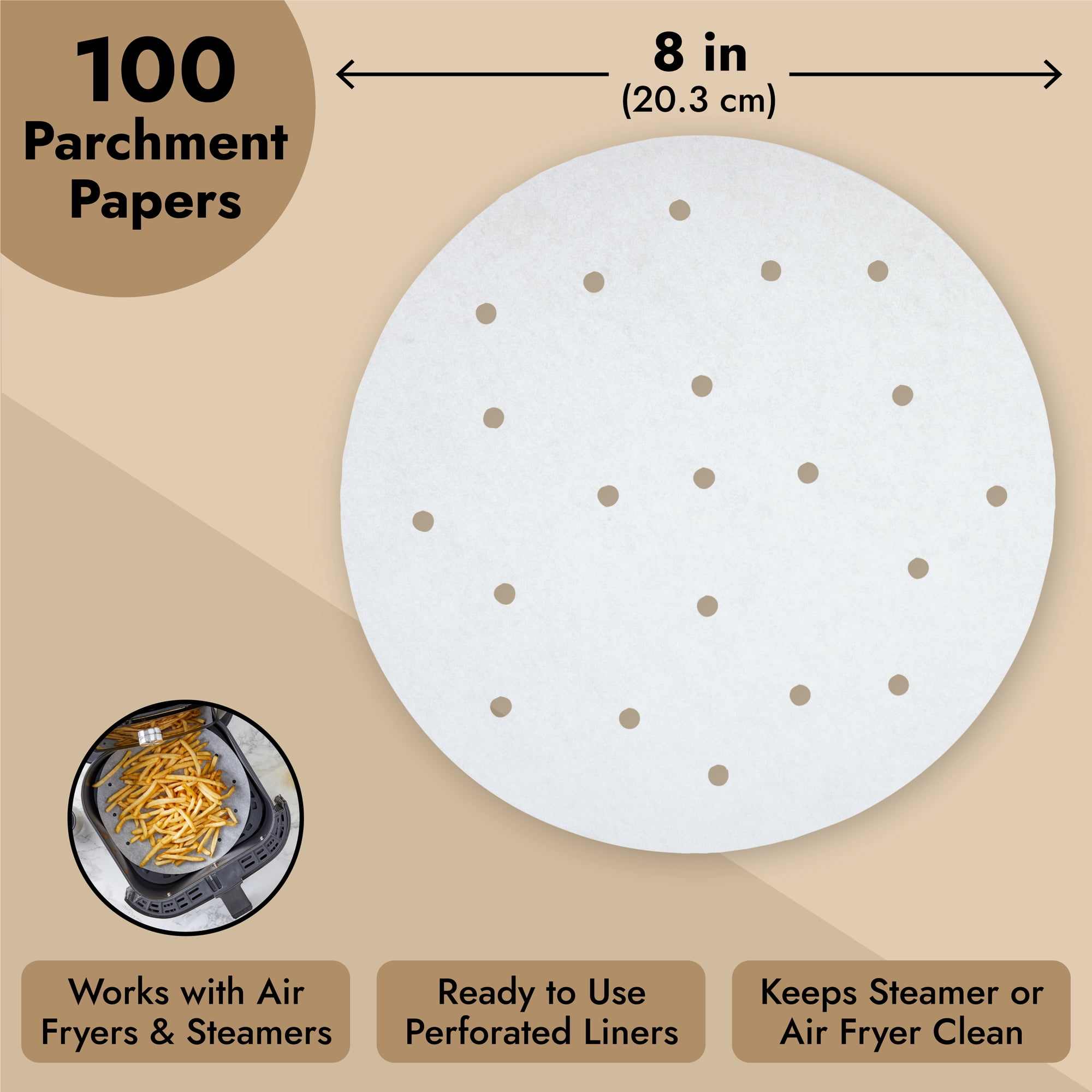 Numola 100 Pcs Air Fryer Parchment Paper Liners, 9 Inch  Perforated Air Fryer Liners Disposable, Square Parchment Paper for Air Fryer,  Non-Stick Steamer Liners for Oven, Microwave, Steaming Basket: Home 