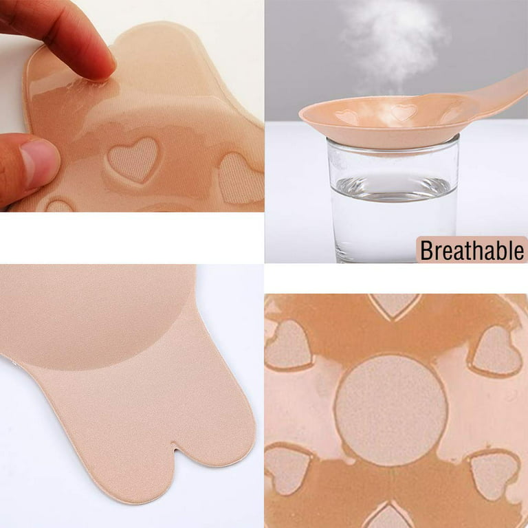 Memoryee Women's Boob Tape, Strapless Push Up Adhesive Silicone Invisible Rabbit  Bra with 4pcs Reusable Lifting Bra Cups Nipple Cover, Lift Body Tape for  A-G Cup Large/Beige+Black-2pair/M : : Fashion