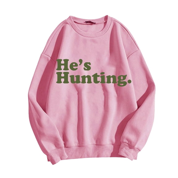 Htigea Crewneck Sweatshirts for Women Trendy Letter Graphic Long Sleeve Casual Loose Pullover Fall Winter Tops Pink S