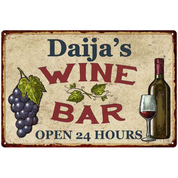 Daija's Rustic Wine Bar Sign Wall Decor Kitchen Gift 8 x 12 High Gloss Metal 208120056354