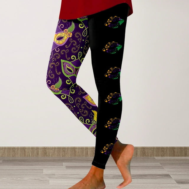 MKLEKYY Ropa deportiva para mujer Leggings para mujer, moda de entrenamiento, leggings con estampado de bloques de color, pantalones, leggings elásticos suaves 4462