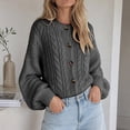 thumbnail image 2 of Ghalytn Women's Cable Knit Cardigan Sweater - Oversized Loose Fit Long Sleeve Button Front Ribbed Cuff Layering Top, 2 of 5