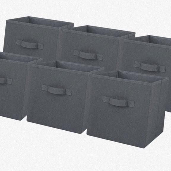 Collapsible Cube Fabric Storage Bins 6-Pack Gray - 10.5x10.5 Inch Foldable Organizer Boxes for Closet, Travel, Office - Space-Saving Soft Flannel Bins, Lightweight Storage Cubes