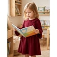 thumbnail image 4 of Happy Town Toddler Girls Fall Winter A‑Line Long Sleeve Dress Bow Ruffle Cuffs Party Dress for Little Kids, 4 of 7