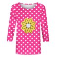 thumbnail image 3 of Camisetas Casuales de las Mujeres de Moda Impresa 3/4 Mangas Blusa Cuello Redondo para el Hogar Y Diario, 3 of 4