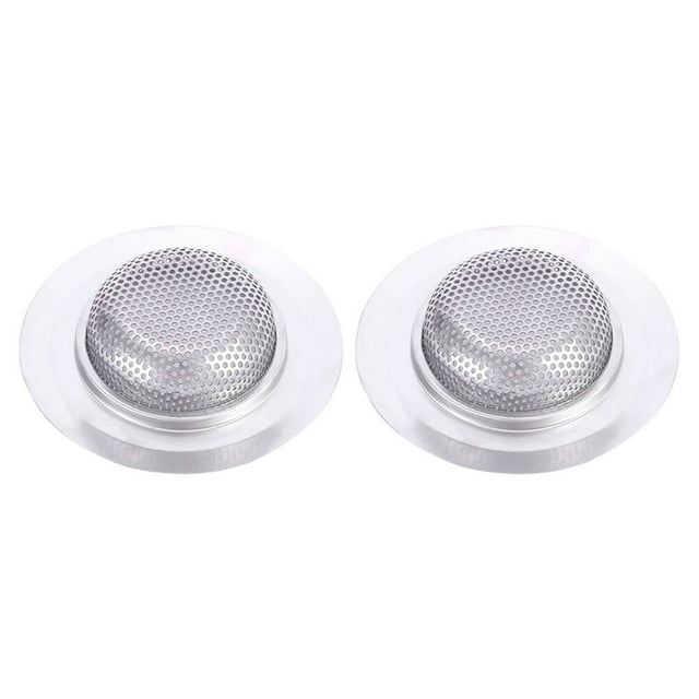 2 coladores de acero inoxidable para fregadero de cocina, de borde ancho, con filtro de malla perforada (11 cm)
