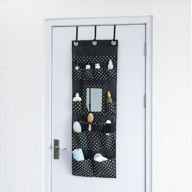 mainstays over the door organizer with mirror black