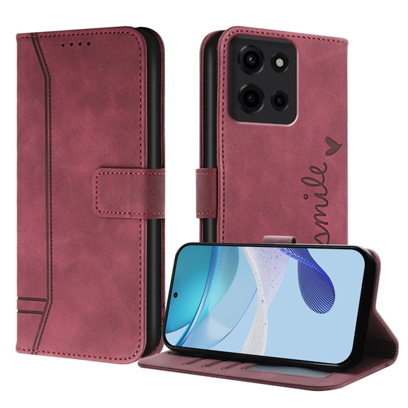 ELEHOLD Case for Moto G Stylus 5G (2025), Shockproof Leather Wallet Phone Case with Card Slots, Stand Function, Winered