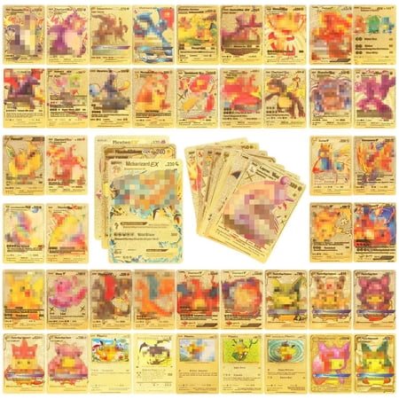 Hcusus 110 Pcs Super Rare Assorted Gold Foil Cards VMAX GX Mega EX Gift for Kids/Teens/Collectors