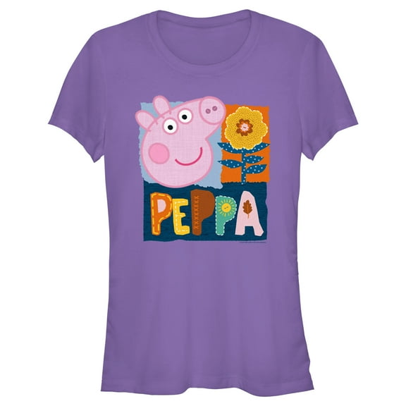 Junior's Peppa Pig Spring Portrait Graphic Tee Purple Medium