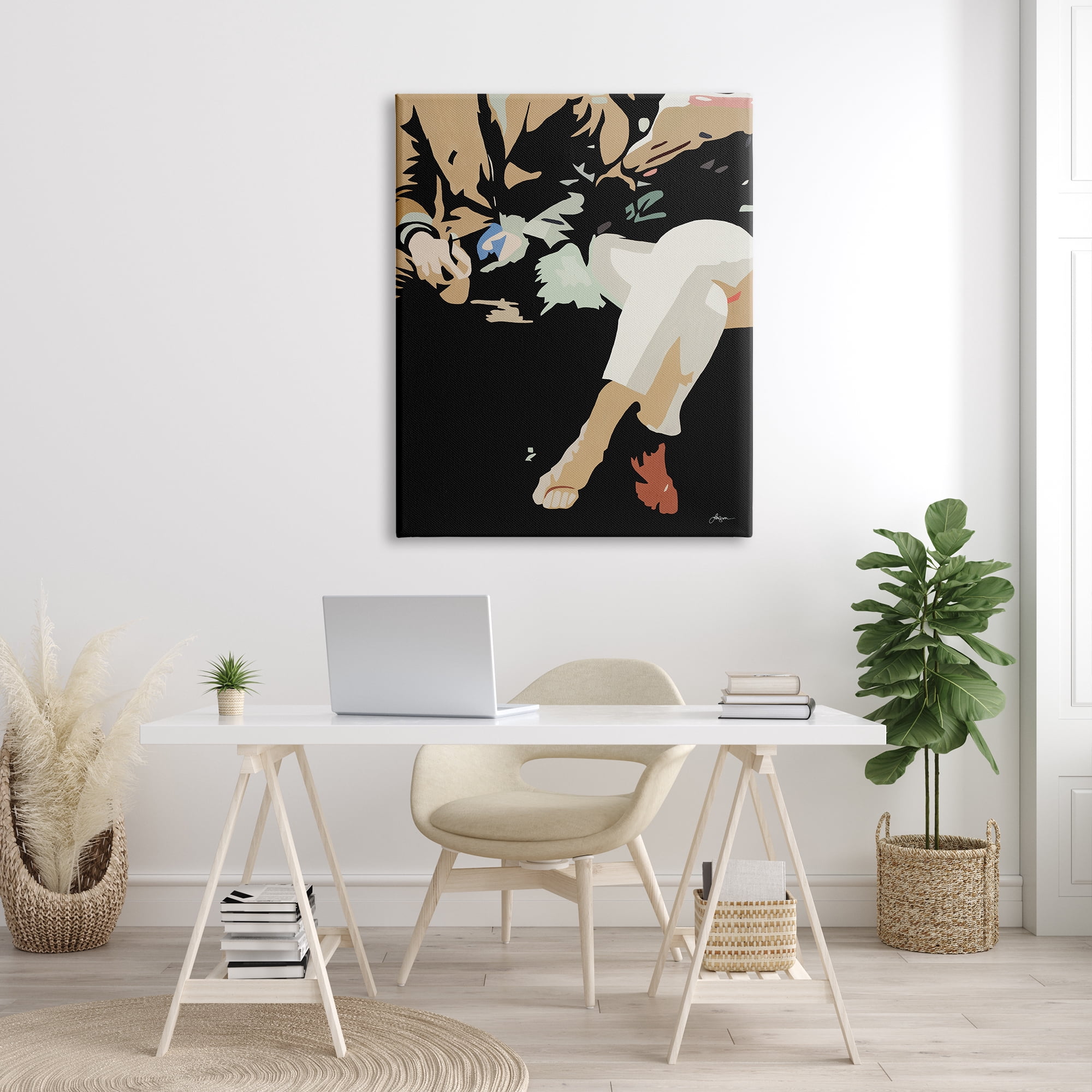 Stupell Industries Upscale Fashion Couple Sitting Stark Pop Style Graphic Art Gallery Wrapped Canvas Print Wall Art, Design by Beth Ann Lawson
