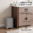 thumbnail image 4 of Innovaze 5.3 Gallon/20 Liter Rectangular Stainless Steel step-on Trash Can for bathroom, bedroom, office, Matte Grey, 4 of 7