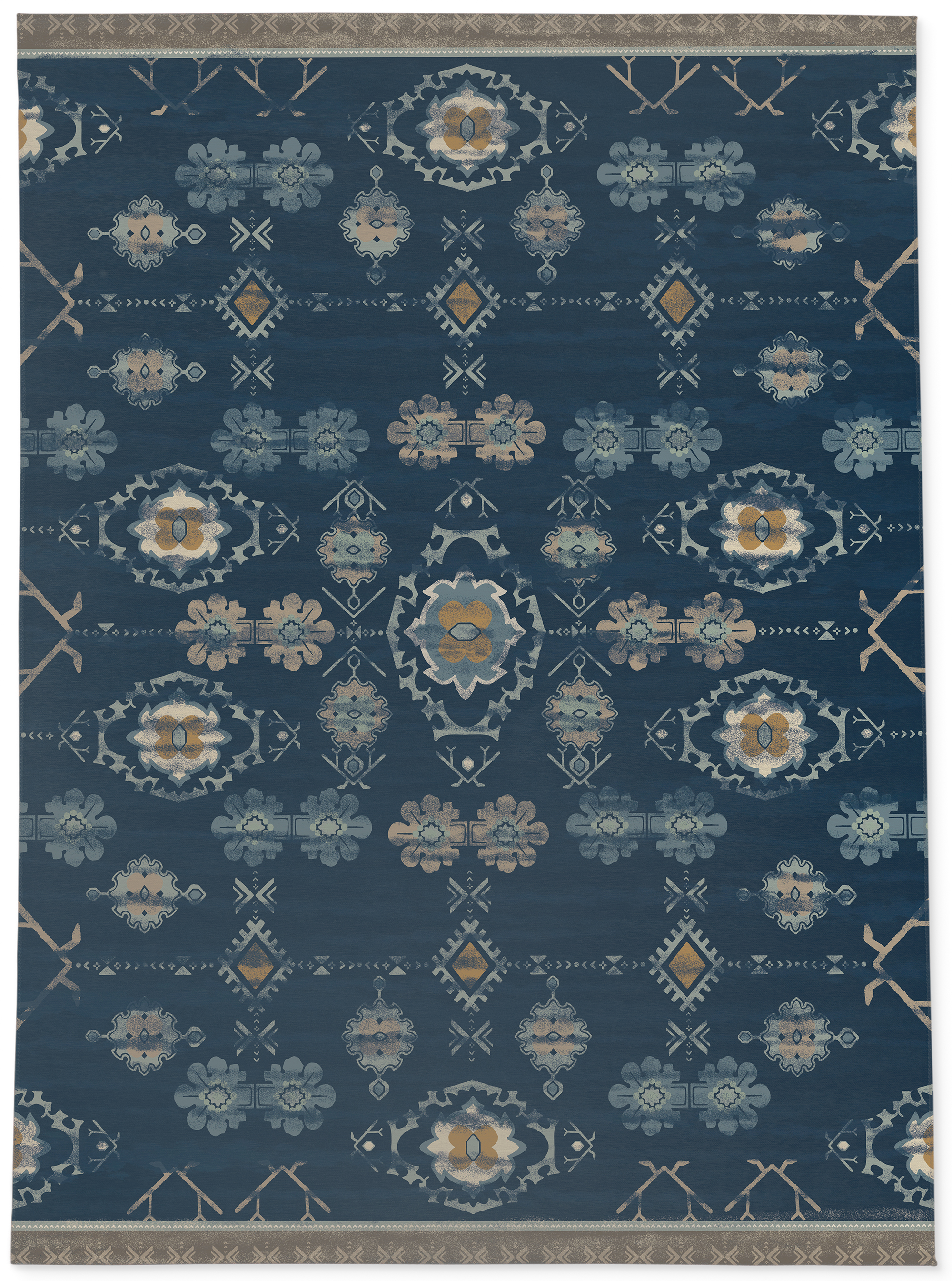 EZRA DARK BLUE Kitchen Mat By Kavka Designs
