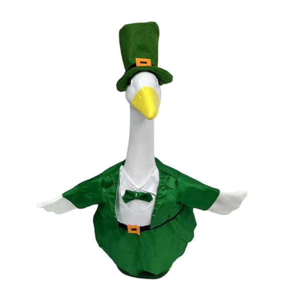 YingYouFu St Patricks Day Porch Goose Dress Suit Green Holiday Outfit for 23 Inch Big Goose Decoration Outdoor Patio Decor Not Included Goose