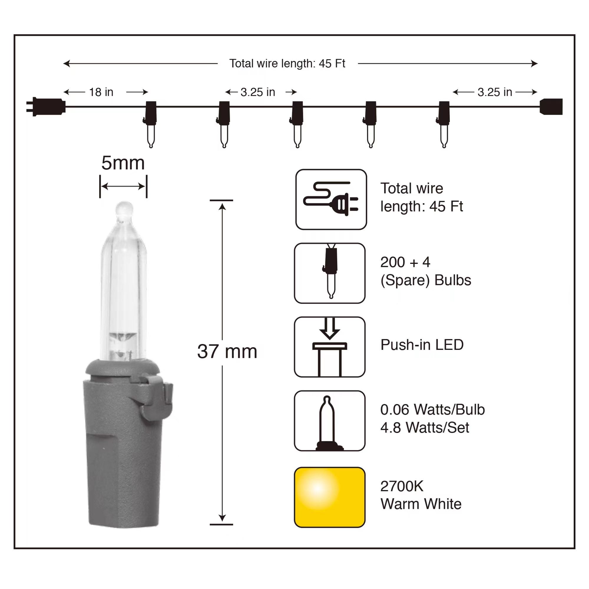 Mainstays 200-Count LED Mini Outdoor String Lights, with White Wire