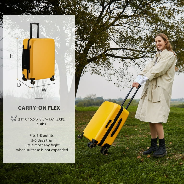 VERAGE Freeland Carry On Luggage with X-Large Spinner Wheels, Expandable Hardside Travel Suitcase, TSA Approved (20-Inch, Yellow) - Walmart.com VERAGE Freeland Carry On Luggage with X-Large Spinner Wheels, Expandable Hardside Travel Suitcase, TSA Approved (20-Inch, Yellow) - Walmart.com