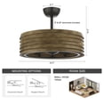 thumbnail image 6 of Parrot Uncle Farmhouse 24" Drum Bladeless Ceiling Fan with Lights and Remote, Brown Chandelier Ceiling Fan for Dining Room, 6 of 10