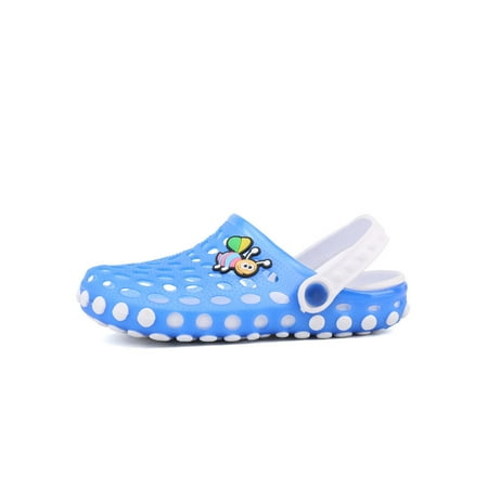 

Welliumy Kids Clogs Pure Color Sandals Closed Toe Shoes Sea Flats Indoor Breathable Slip On Slippers Royal Blue 12C-13C