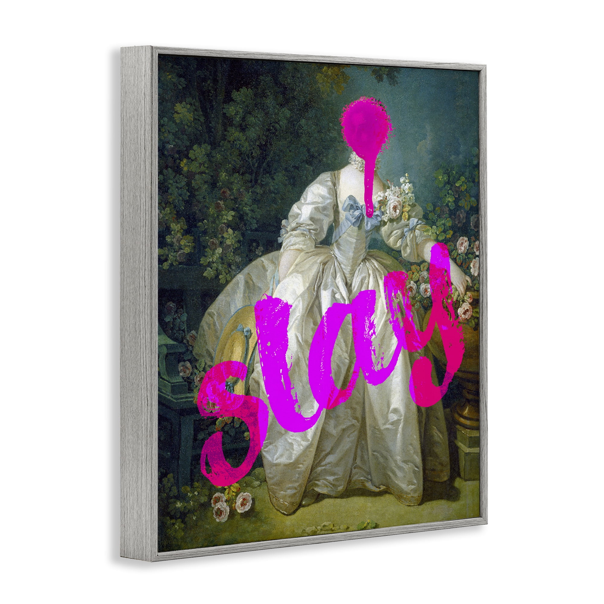 Slay Classical Baroque Gown Gray Framed Giclee Art, design by Lil' Rue