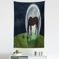 thumbnail image 1 of Farm Animal Tapestry, Cartoon Horse on Hill at Night with Moon, Fabric Wall Hanging Decor for Bedroom Living Room Dorm, 5 Sizes, Night Blue Fern Green, by Ambesonne, 1 of 1