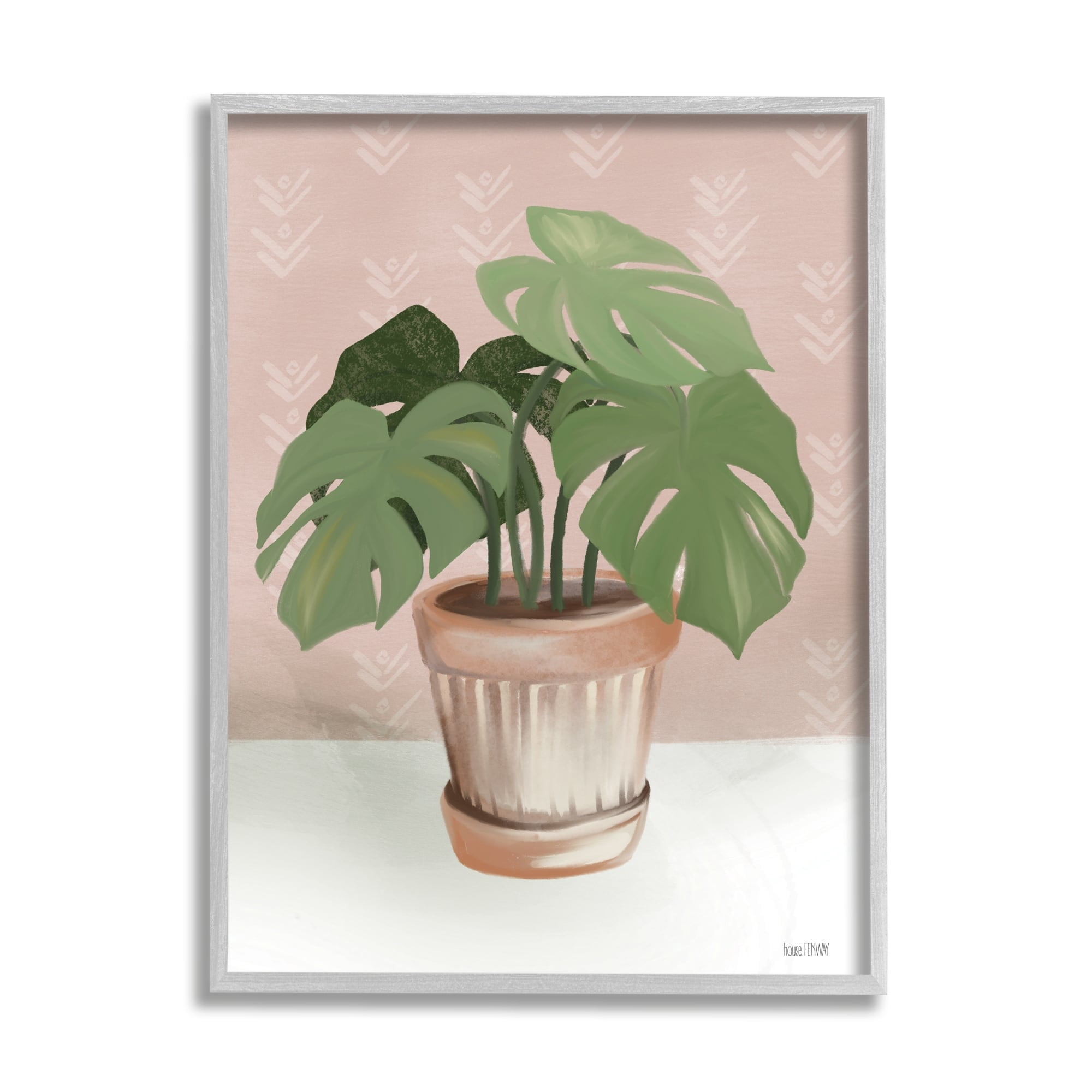 Stupell Industries Potted Monstera Plant Pink Room Still Life, 11 x 14, Design by House Fenway