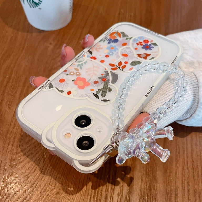 Compatible For Iphone 11 Pro Max Case Clear Floral Bear Camera