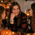 thumbnail image 2 of Halloween Bracelet Set - Soft Clay Beaded Bracelets with Ghost Spider Web Charms, Multi-layer Stackable Wristband for Women Party Favors, 2 of 4