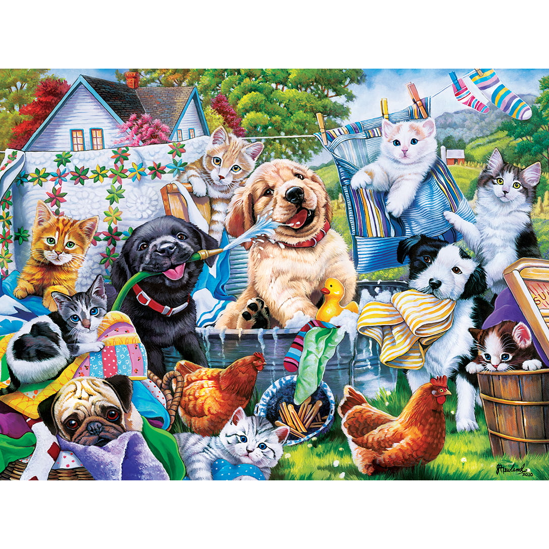 Playful Puppies 350 Round Piece Jigsaw Puzzle for Age 14+ 