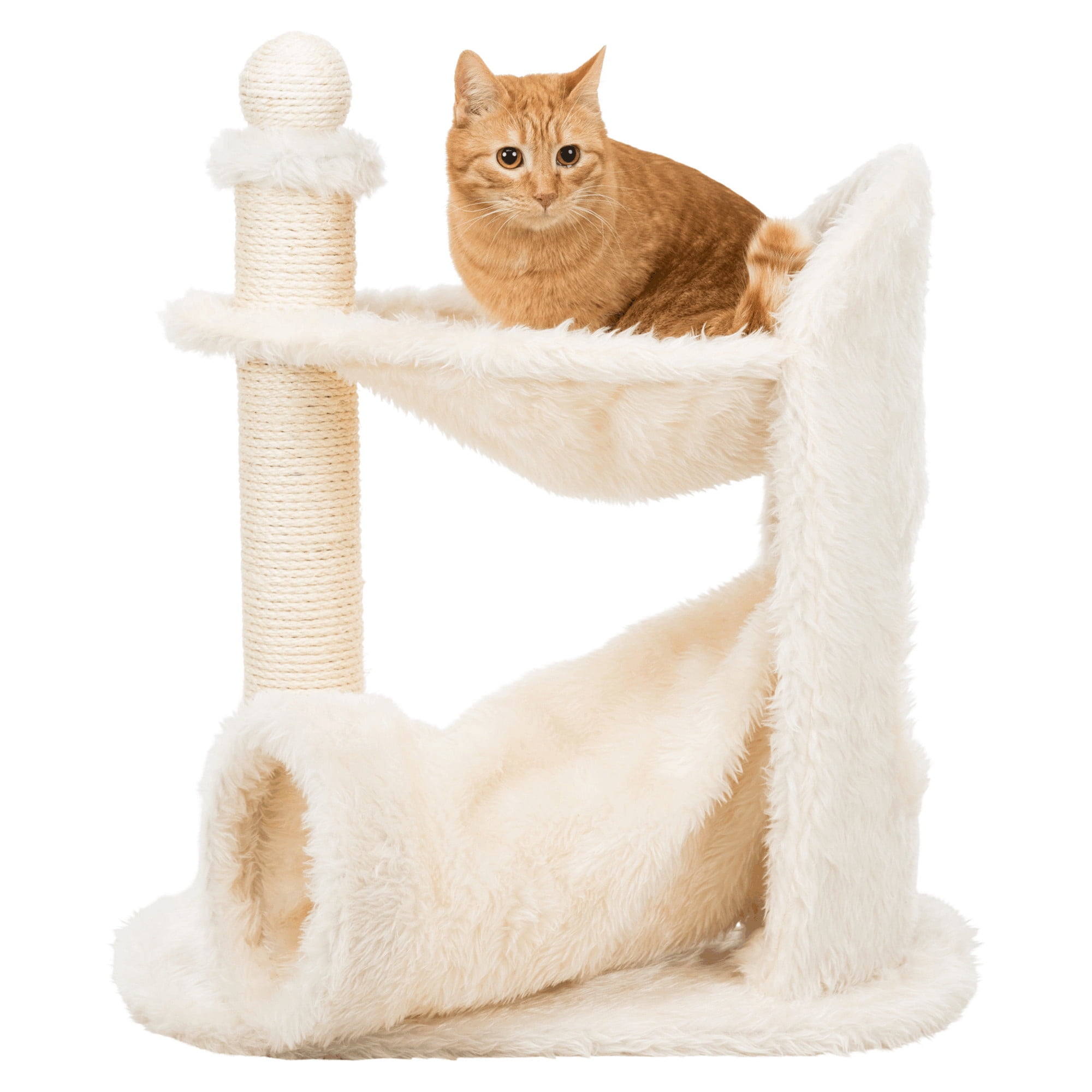 TRIXIE Baza Gandia Plush 26.8" Cat Tree with Sisal Scratching Post-Hammock & Tunnel, Cream