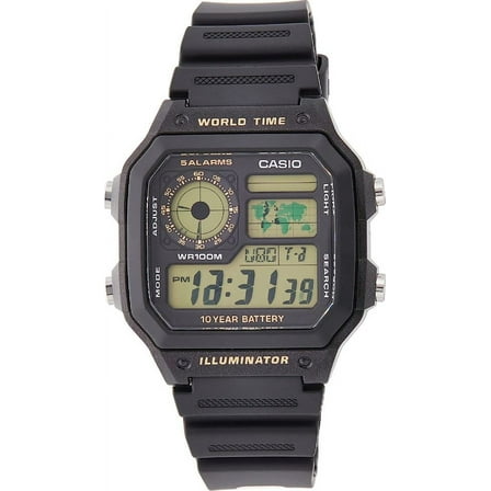 Casio Men's AE1200WH-1BV Black Resin Quartz Sport Digital Watch