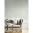 thumbnail image 3 of Seabrook Designs Morning Mist Genevieve Damask Prepasted Wallpaper, 3 of 8
