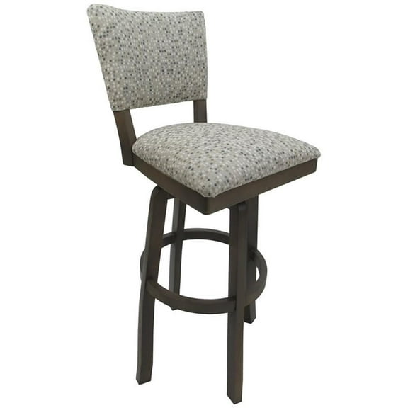 Swivel Wood Extra Tall Bar Stool 34" Seat - Milan - Camel Fabric - Gray