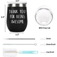 thumbnail image 5 of Thank You for Being Awesome Wine Tumbler, Birthday Christmas Friendship Thank You Gift for Women Friend Coworkers Sisters Her Mom, 12 Oz Stainless Steel Insulated Wine Tumbler with Straw, Black, 5 of 6