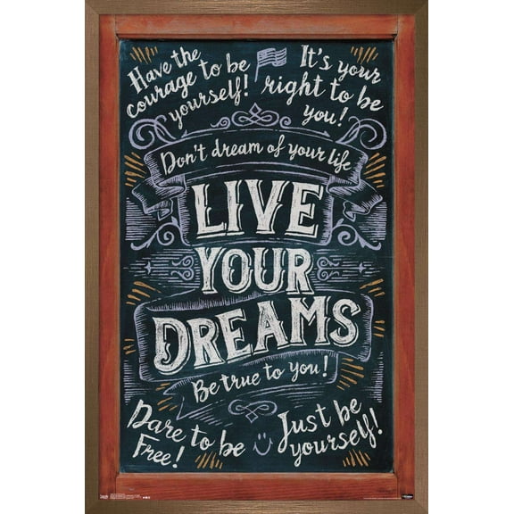 Live Your Dreams Wall Poster, 14.725" x 22.375", Framed