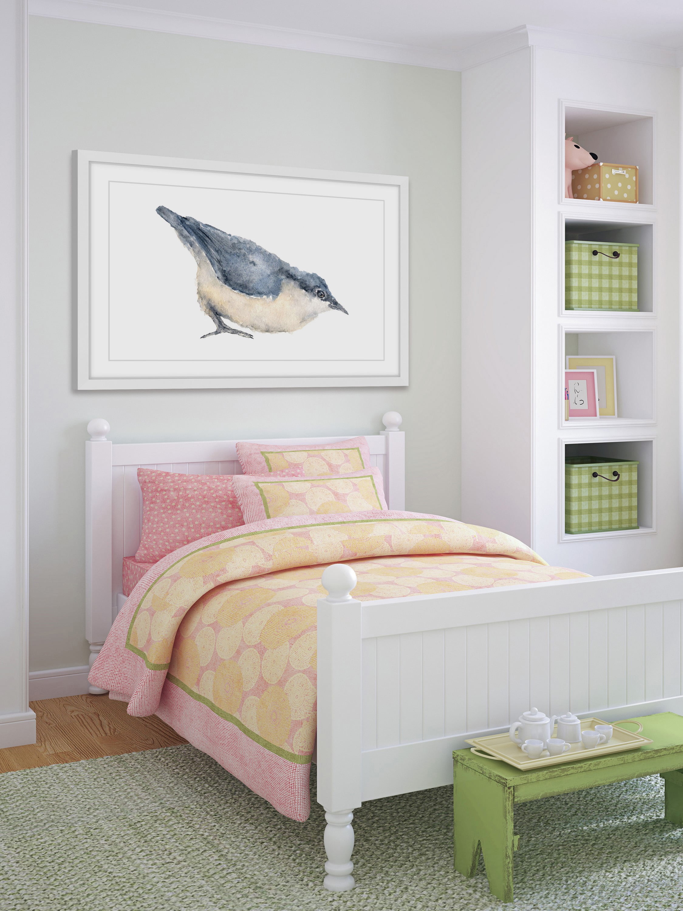 "Nuthatch Bird" Framed Painting Print
