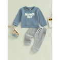 thumbnail image 2 of Bagilaanoe 2PCS Toddler Baby Boy Long Pants Set Letter Embroidery Long Sleeve Sweatshirt Tops + Drawstring Sweatpants 6M 12M 18M 24M 3T Kids Casual Sweatsuits, 2 of 9