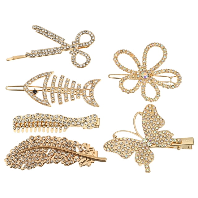 Pinza para el cabello Unique Bargains estilo lindo dorado 1 juego