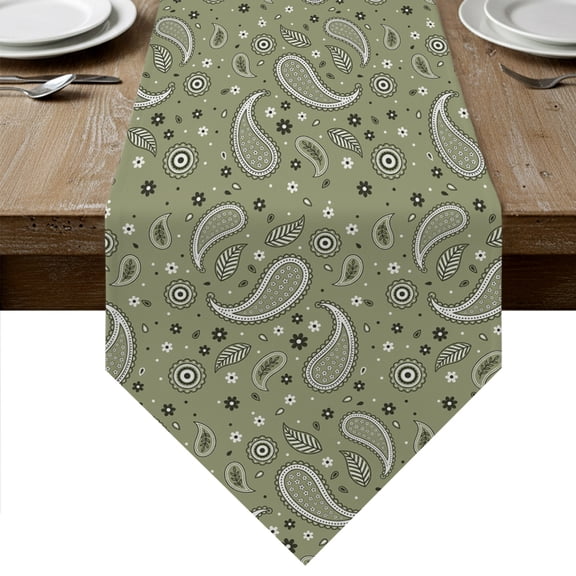 Sage Green Classic Table Runner Linen Burlap Table Runner 48 Inches Long Boho Vintage Western Rustic Dresser Scarves for Kitchen Island Coffee Dining Room Party Wedding Holiday Decoration 13"x48"