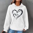thumbnail image 4 of Graphic Hoodies for Women Fashion Waffle Heart Print Crewneck Sweatshirts Long Sleeve Fall Loose Casual Tops with Pocket(White L), 4 of 4