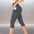 thumbnail image 4 of Capri Leggings for Women High Waisted Tummy Control Workout Yoga Pants with Pockets for Running Gym Fitness Tights Dark Gray XXL, 4 of 8