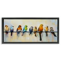 Stupell Industries Modern Birds Perched Animals & Insects Painting Black Floater Framed Canvas Art Print Wall Art, 25 x 11