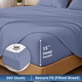 thumbnail image 5 of Dee's Collection 800 TC 4 Piece Sheet Set 15 Inch Deep pocket 100% Egyptian Cotton Full-XL Size, Mediterranean Blue Color, 5 of 6