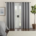 thumbnail image 1 of Eclipse Allure Chevron Draft Stopper, 100% Blackout Grommet Top Curtain Panel, Charcoal, 50 x 84, 1 of 12